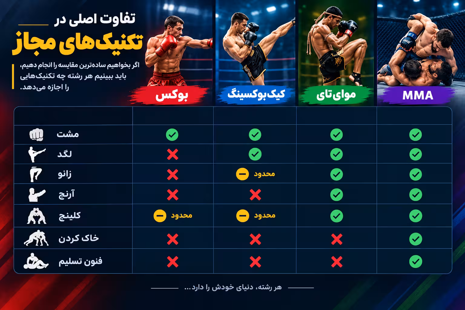 تکنینک های مجاز در رزمی