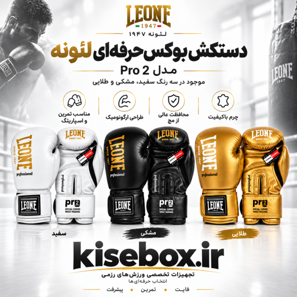 دستکش بوکس چرم حرفه ای leone مدل Pr2